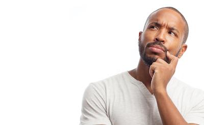 man thinking his options