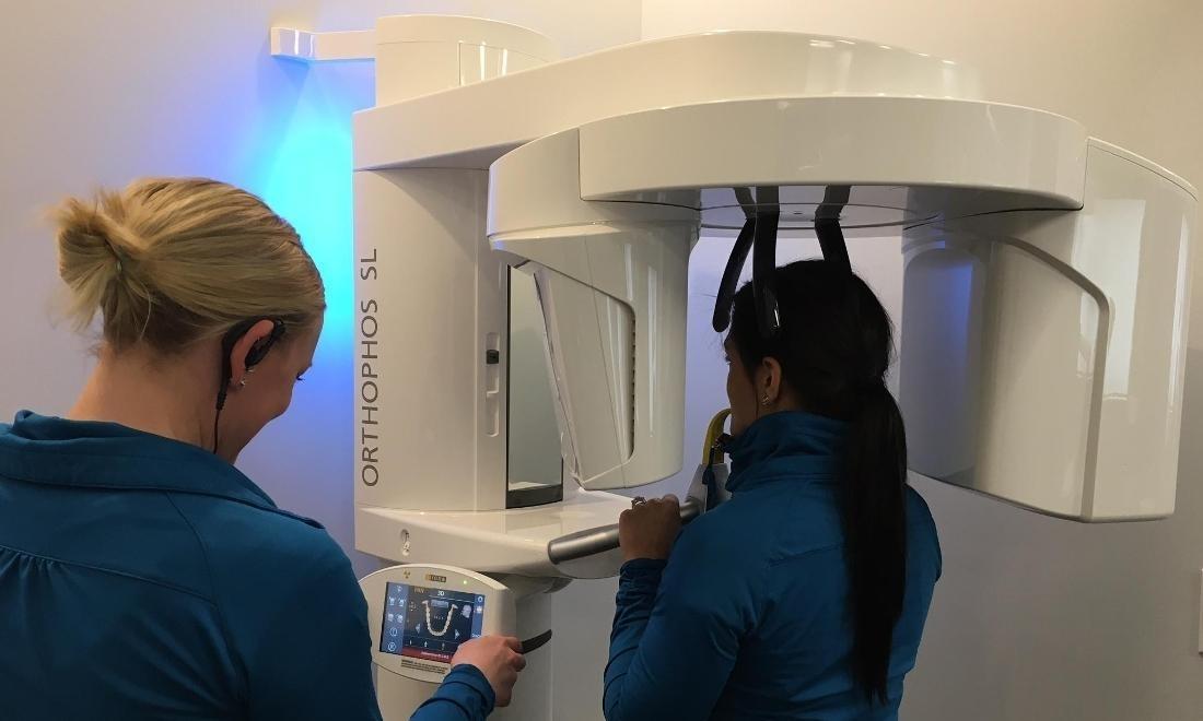 A patient undergoes a dental cat scan at White Bear Smiles in White Bear Lake, MN